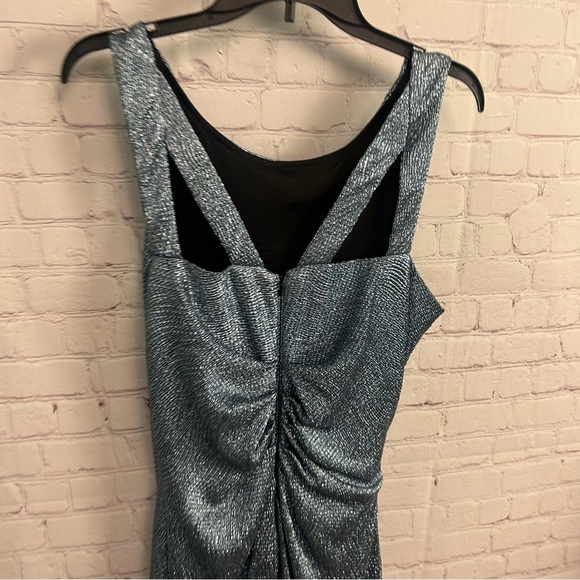 Alex Evenings NEW blue metallic jewel embellished midi gown size 16 Plus gems - Picture 9 of 11